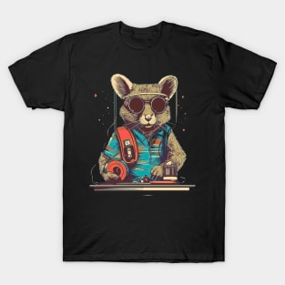 Cool DJ Mouse with Sunglasses and Disc T-Shirt